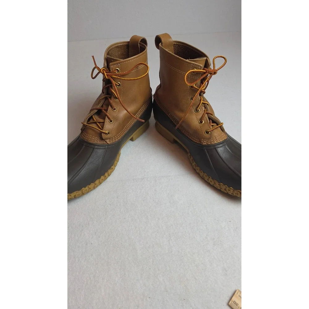 LL Bean 6 Inch Bean Boots Mens 13 Brown Tan Leather Waterproof Duck Boots Maine